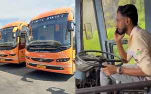 ksrtc driver using phone