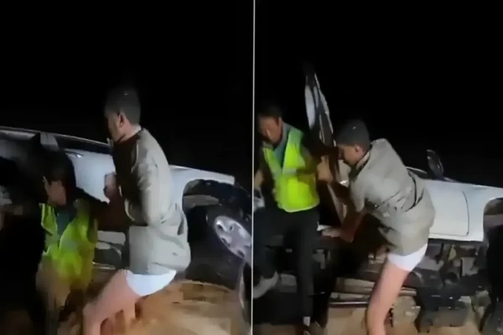 പ്രളയത്തില് പെട്ട് മറിഞ്ഞ കാറിലെ ചൈനീസ് എന്ജിനീയര്മാരെ രക്ഷിച്ചു