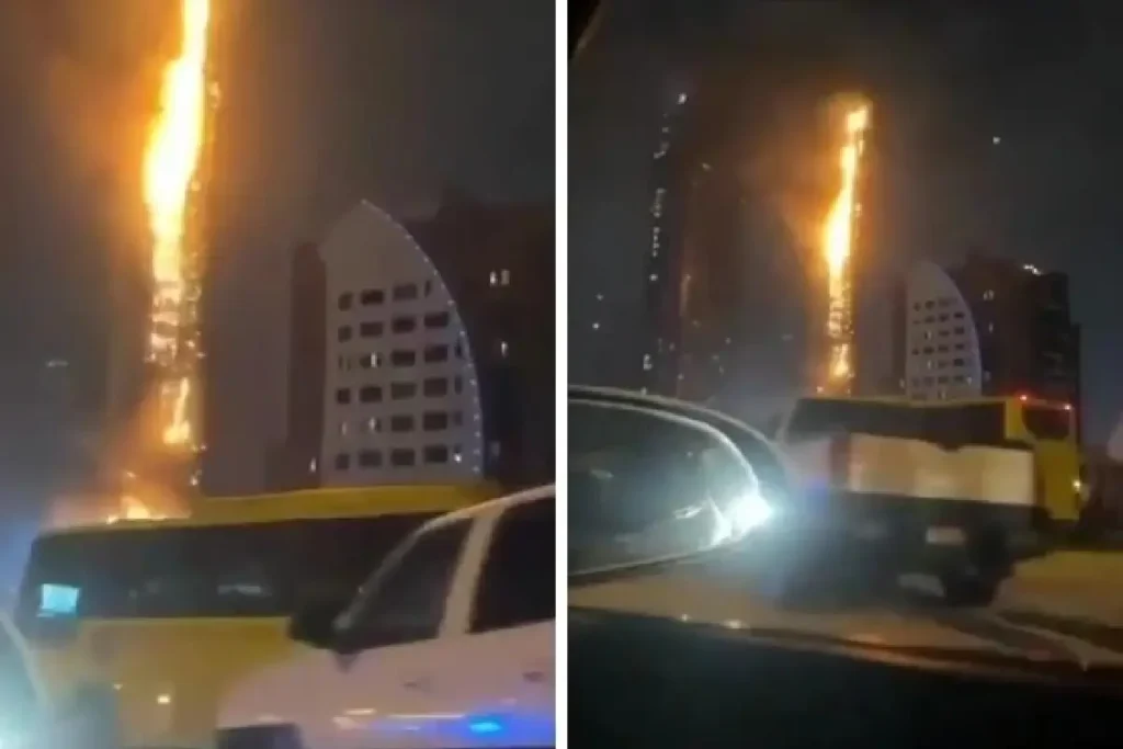 ഡ്രോണ് ആക്രമണത്തില് ബഹ്റൈന് ടവറില് അഗ്നിബാധ